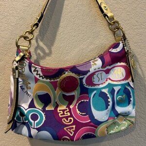Coach Purse Bag - Poppy C Signature Print Gold Trim